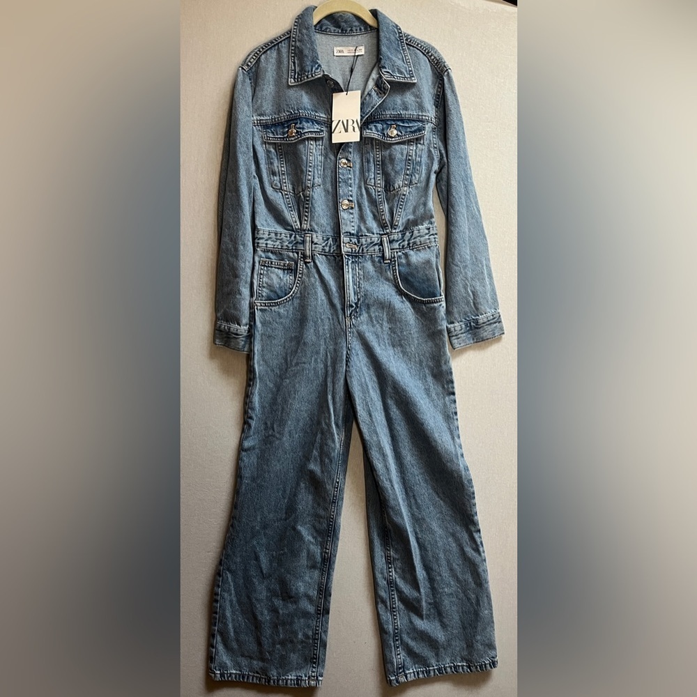 NWT Zara Kids Wide Leg Denim Overalls Sz 13-14